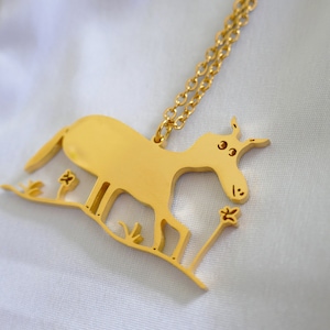 Cutie Horse Stainless Steel Pendant, Hypo Allergenic Jewelry, animal Jewelry, funny horse necklace, spirit animal jewelry, Woman Necklace.