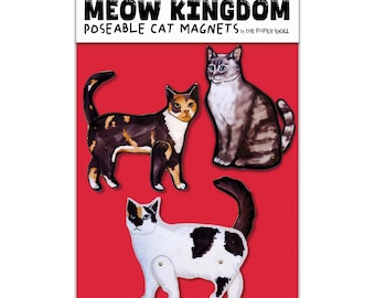 Set van 3 gelede katten koelkastmagneten kattenkeukendecor.