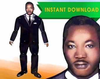 DIY Printable Articulated doll Martin Luther King File | BLM Paper Doll | MLK Paper Puppet | Movable doll | Instant Download