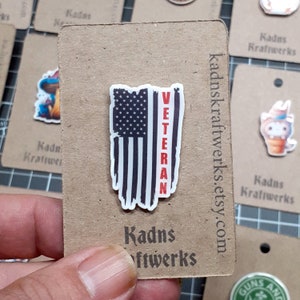 Shrink Plastic Pin | Veteran Flag | Handmade |