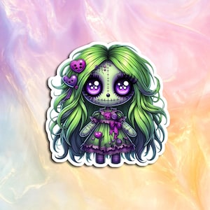 Gothic Doll (6) Sticker, Creepy Decal, Goth Sticker, Laptop Sticker, Tumbler Sticker, Water Bottle Decal