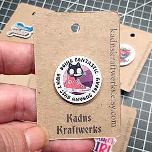 Shrink Plastic Pin | Doing Fantastic | Mental Health | Handmade |