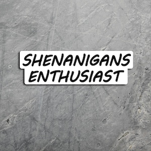 Shenanigans Enthusiast Aufkleber, lustiger Aufkleber, Sarkasmus Aufkleber, Becheraufkleber, Wasserflasche Aufkleber