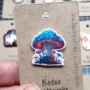 Dark Mushroom Shrink Plastic Pin | Colorful Badge | Handmade |