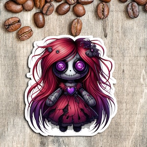 Gothic Doll (9) Sticker, Creepy Decal, Goth Sticker, Laptop Sticker, Tumbler Sticker, Water Bottle Decal