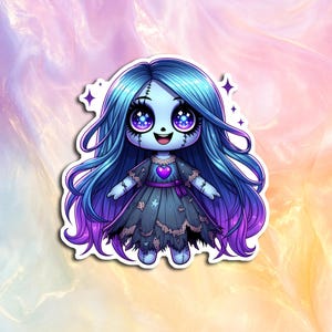 Gothic Doll (4) Sticker, Creepy Decal, Goth Sticker, Laptop Sticker, Tumbler Sticker, Water Bottle Decal