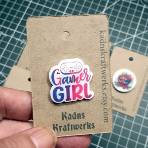 Gamer Girl Shrink Plastic Pin | Handmade