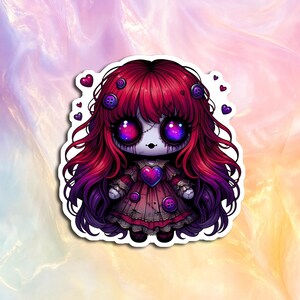 Gothic Doll (5) Sticker, Creepy Decal, Goth Sticker, Laptop Sticker, Tumbler Sticker, Water Bottle Decal
