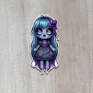 Gothic Doll (8) Sticker, Creepy Decal, Goth Sticker, Laptop Sticker, Tumbler Sticker, Water Bottle Decal