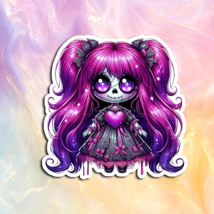 Gothic Doll (10) Sticker, Creepy Decal, Goth Sticker, Laptop Sticker, Tumbler Sticker, Water Bottle Decal