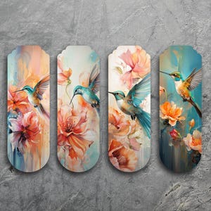 Hummingbird and Floral Art Bookmarks – Elegant Watercolor-Inspired Designs