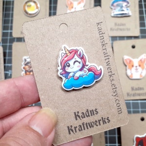 Adorable Kawaii Unicorn Shrink Plastic Pin - Colorful and Whimsical