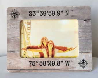 Location Frame Vertical or Horizontal Orientation Personalized Coordinates Frame Custom Engraved in Vintage COLOR of YOUR CHOICE