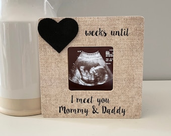 MUMMY & DADDY COUNTDOWN WEEKS UNTIL WE MEET PHOTO FRAME GIFT BOXED PRESENT 