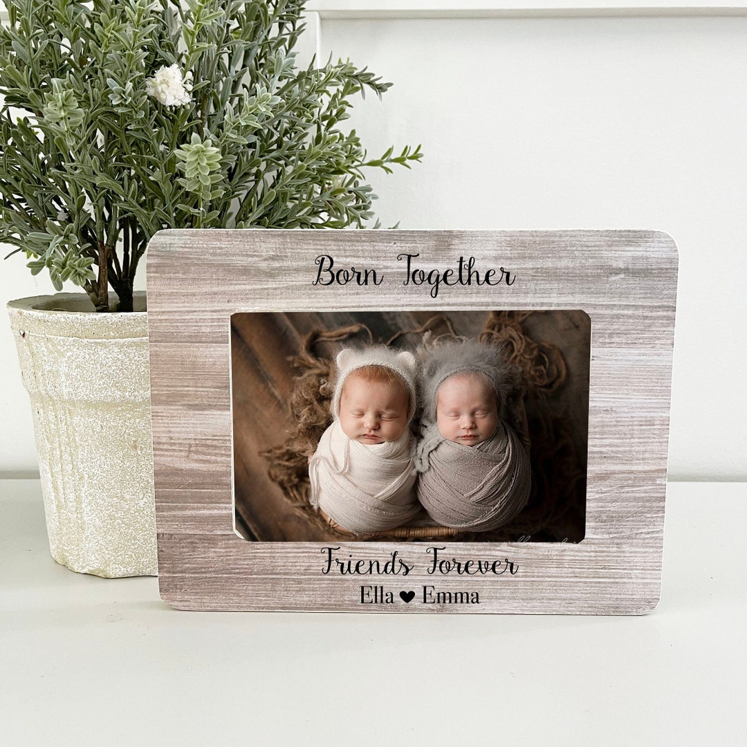 Personalized Twins Picture Frame Twin Gift Born Together twin Girls