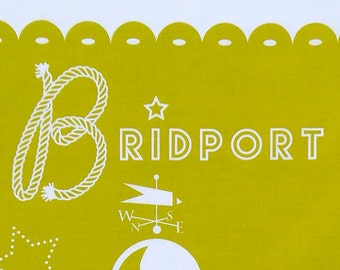 Bridport Tea Towel - Green Mustard
