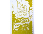 Far from the Madding Crowd tea towel inspired by Thomas Hardy's novel, green mustard