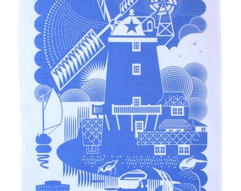 Norfolk  tea towel Cobalt Blue