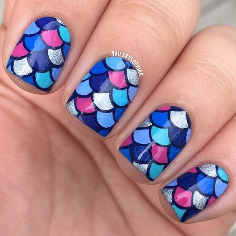 mermaid stencils scale stickers for nail art nail vinyls