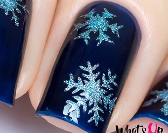 Whats Up Nails - Silver Merry Snowflakes Stencils for Nails, Christmas Nail Stickers, Nail Art, Nail Vinyls