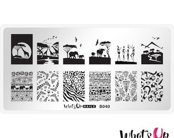 B040 Safari Ride Stamping Plate Stamped Nail Art Design