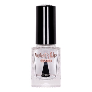 May include: A clear glass bottle of nail polish with a black cap. The bottle is labeled "What's Up Nails" and contains 0.37 fl oz (11 ml) of polish.