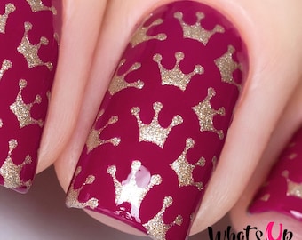 Whats Up Nails - Princess Crowns Stickers & Stencils for Nails, Nail Stickers, Nail Art, Nail Vinyls