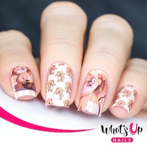 Whats Up Nails - P054 Bears Love Honey Water Decals Sliders for Nail Art Design