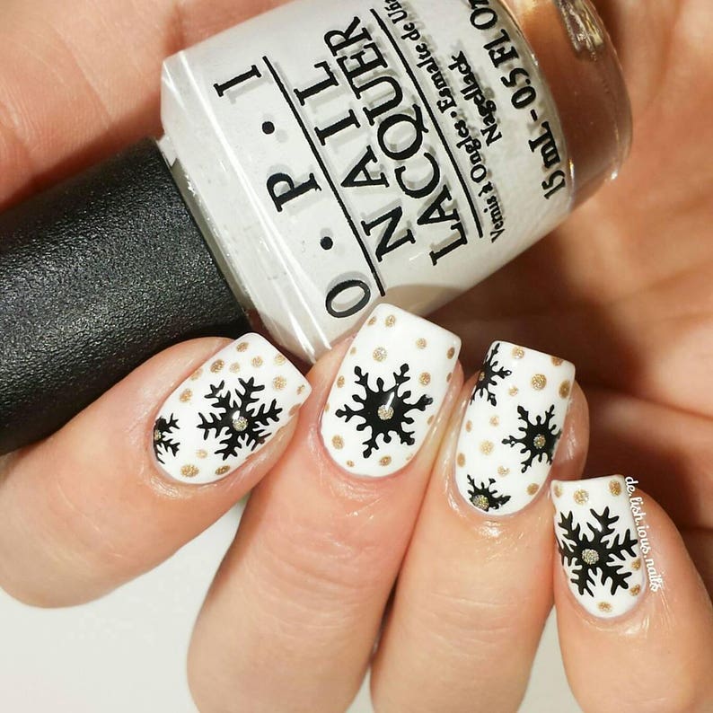 Silver Merry Snowflakes Stencils for Nails Christmas Nail Etsy