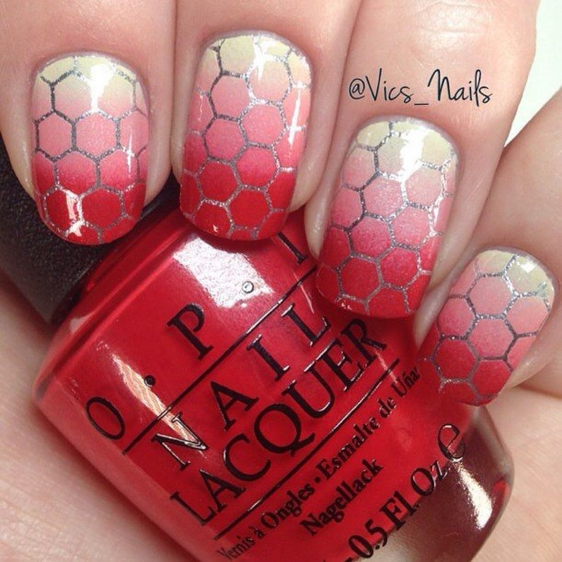 Honeycomb stencils for nails nail stickers nail art nail image 6