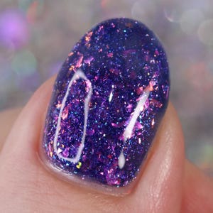 Whats Up Nails - Early Night Nail Polish Blue Flash Reflective with Iridescent Flakies and Glitter Made in USA 21 free