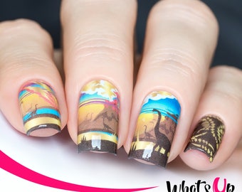 Whats Up Nails - P029 Adesivos de Água da Era Pré-Histórica para Decoração de Unhas