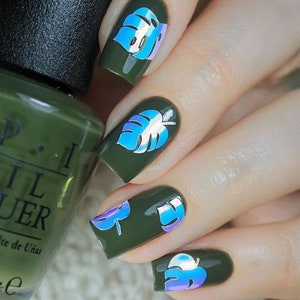 Whats Up Nails - Botanical Garden Stickers (Blue) - Daily Charme Collaboration, Nail Stickers, Opal Stickers for Nail Art Design