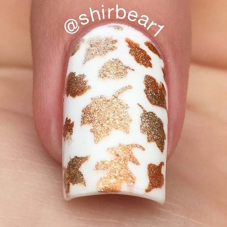 leaves stencils for nails autumn fall thanksgiving nail etsy