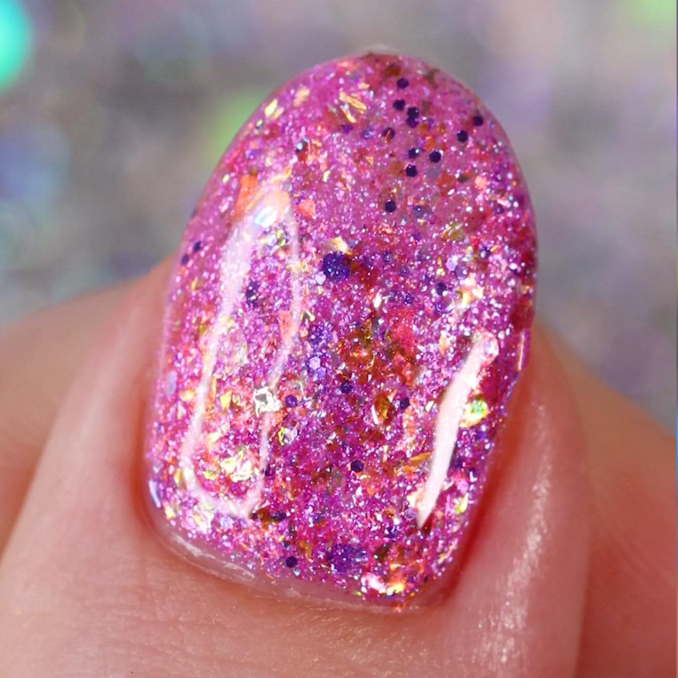 Whats Up Nails - Pinkoween Party Nail Polish Hot Pink with Iridescent Flakies Made in USA 21 free Cruelty Free Vegan Clean