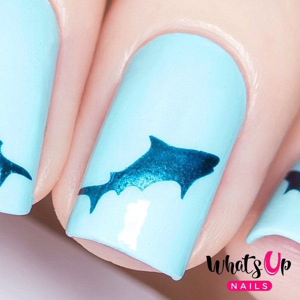 Stencil di squali per chiodi, adesivi per unghie, chiodi nautici, Nail Art, Vinili per unghie