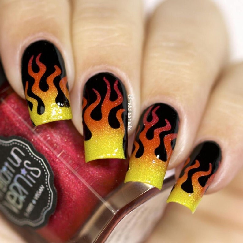 fire stencils for nails halloween nail stickers nail art etsy