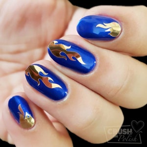 Whats Up Nails - Dripping Flames Stickers (Gold) - Daily Charme Collaboration, Nail Stickers, Chrome Stickers for Nail Art Design