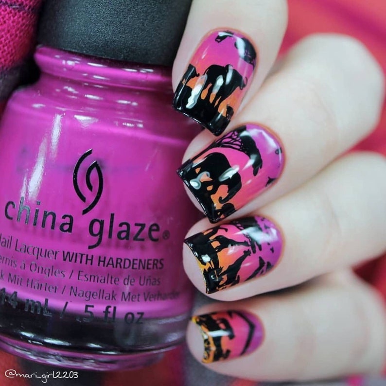 B040 Safari Ride Stamping Plate Stamped Nail Art Design image 6