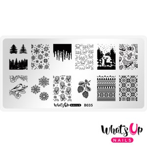 B035 Icy Wonderland Stamping Plate For Christmas Stamped Nail Art Design