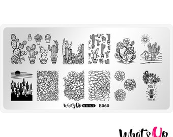 B060 Deserted Succulent Stamping Plate For Stamped Nail Art Design