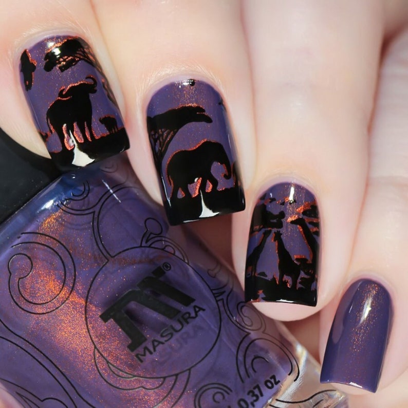 B040 Safari Ride Stamping Plate Stamped Nail Art Design image 7