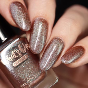 Whats Up Nails - Earthlike Nail Polish (Gem Encrusted, Brown Base Green to Purple Duochrome Shimmer) Nail Polish for Nail Art