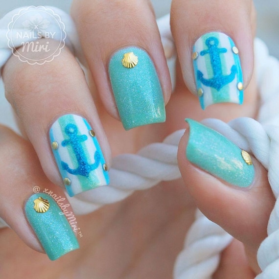 Nautical nail art for summer - anchors and stripes | Flickr