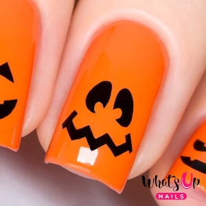 Whats Up Nails - Pumpkin Faces Stencils for Nails, Halloween Nail Stickers, Nail Art, Nail Vinyls