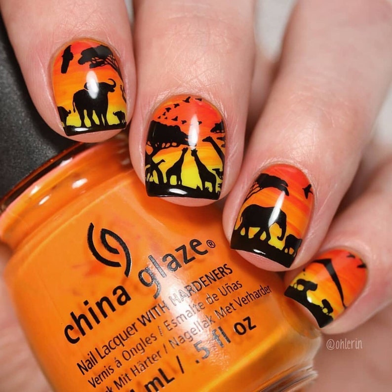 B040 Safari Ride Stamping Plate Stamped Nail Art Design image 4