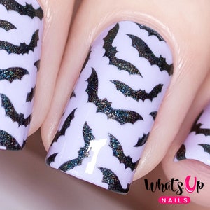 Whats Up Nails - Fledermäuse Schablonen für Nägel, Halloween Nagelsticker, Nail Art, Nail Vinyl