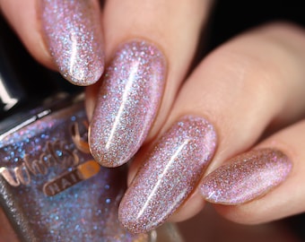 Whats Up Nails - Crystal Nail Polish (Gem Encrusted, Purple Base Blue to Pink Duochrome Shimmer) Nail Polish for Nail Art