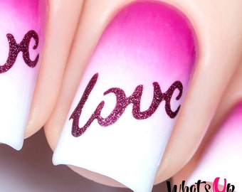 Whats Up Nails - Estênceis "Escrito com Amor" para Unhas, Adesivos de Unha para o Dia dos Namorados, Arte para Unhas, Vinil para Unhas