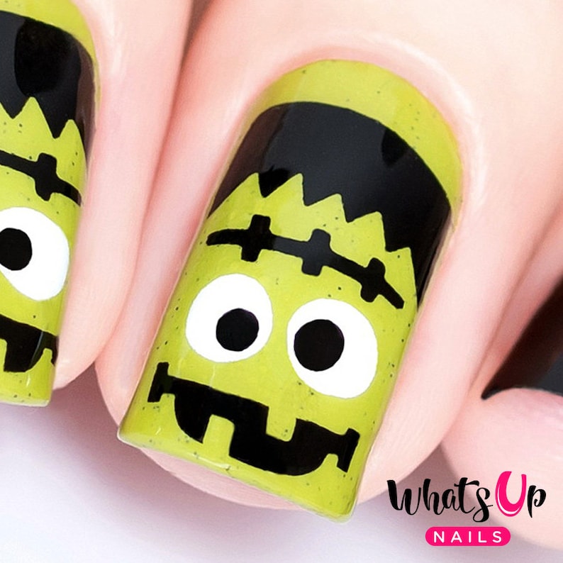 Frankenstein S Monster Stencils For Nails Halloween Nail Etsy